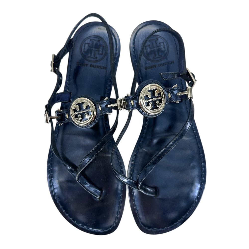 Tory Burch Ali Patent Leather Thong Sandals - Picture 2 of 8